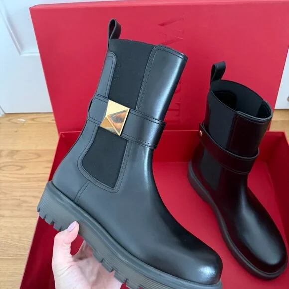 NWT Valentino Garavani Beatle 45 Ankle Boots One Stud Chunky Rubber Lug Sole - Picture 6 of 12